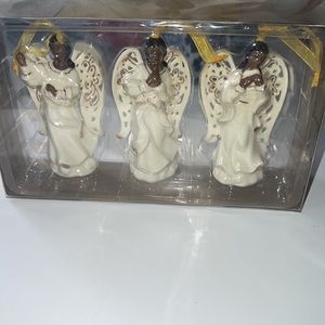 3 Black Angel Guardian Hanging Family Ornaments Holiday Christmas Ornaments NIB